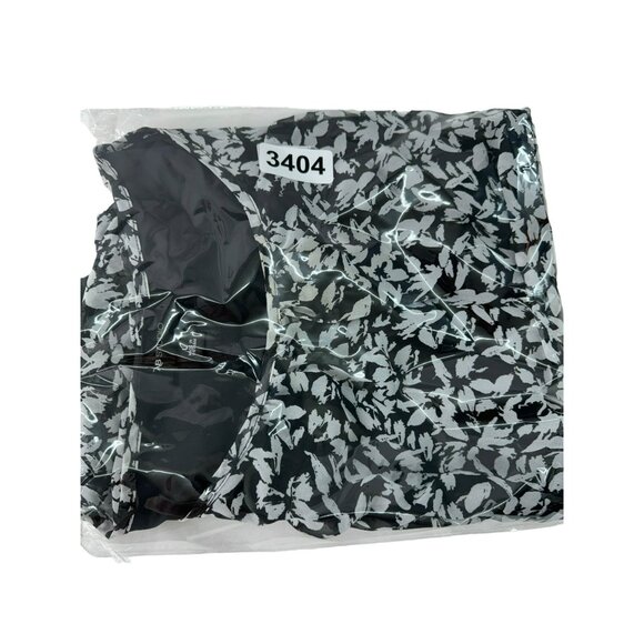 AB Studio Women's L Layered Chiffon Blouse with Floral Print Black & White - Picture 11 of 11